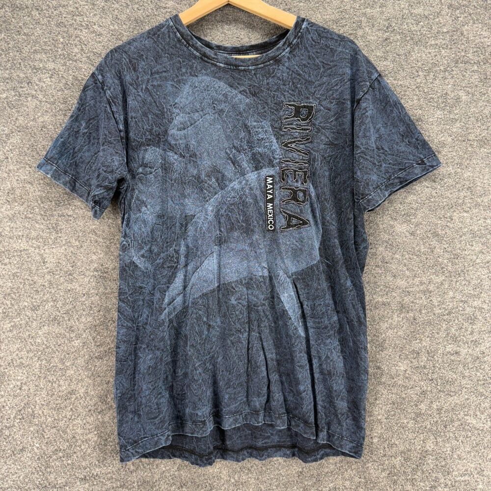 Dolphin T-Shirt Women L Large Gray Dolphin Print Crew Neck Short Sleeve Cotton